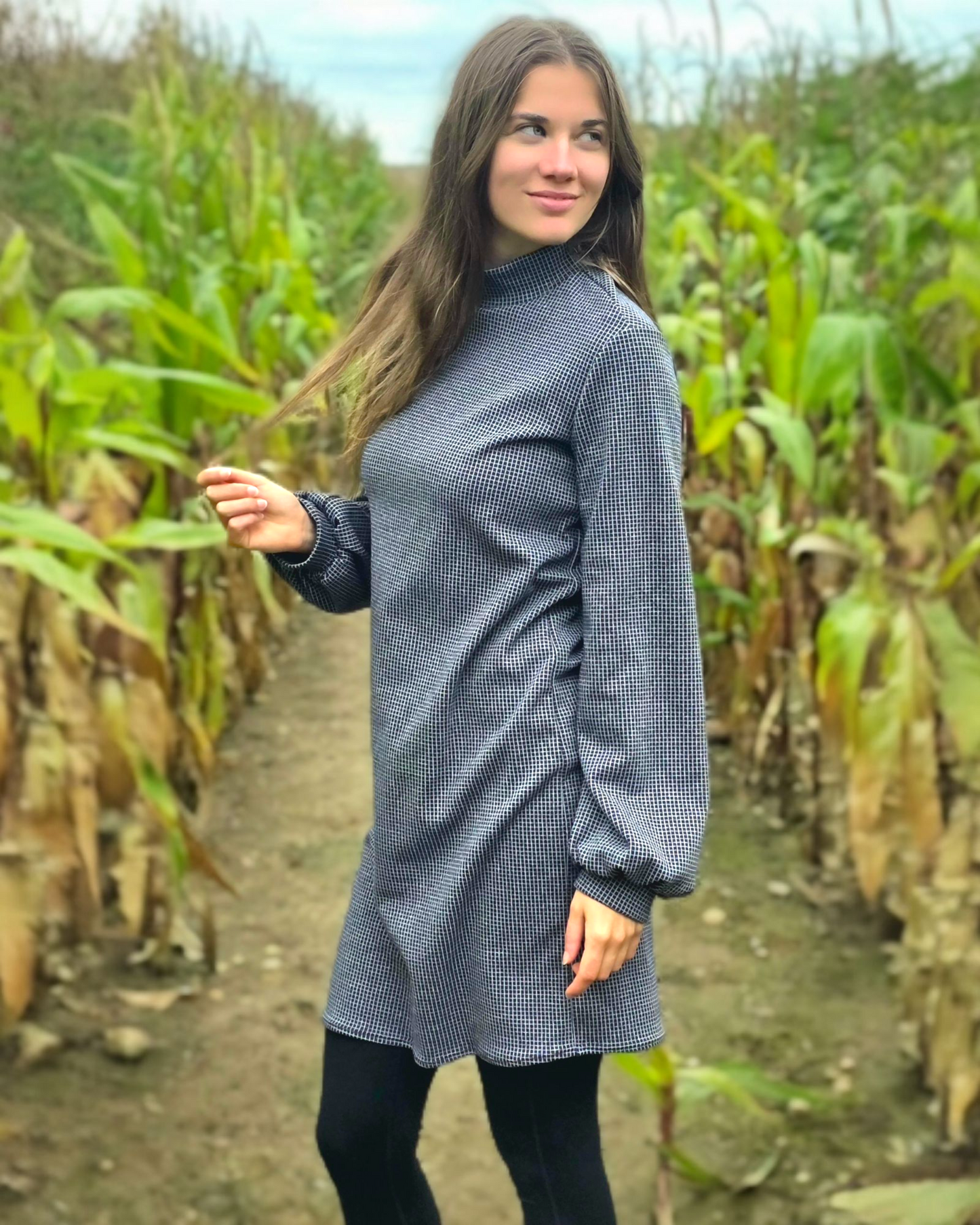 Kleid Margot kariert blau/weiß