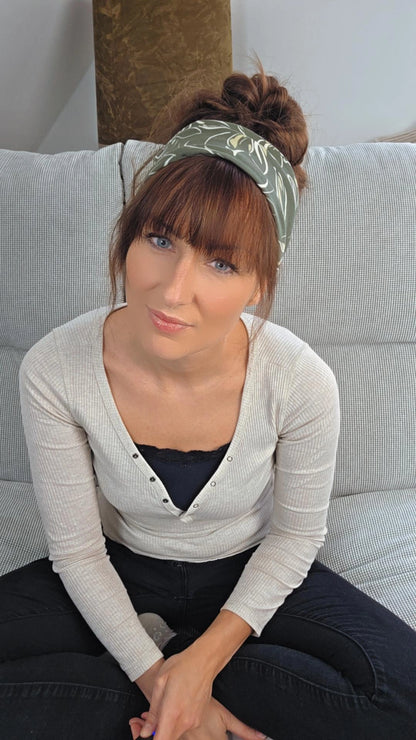 Drahthaarband Luna Blumenmuster grün/gelb/weiß