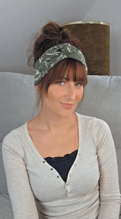 Drahthaarband Luna Blumenmuster grün/gelb/weiß